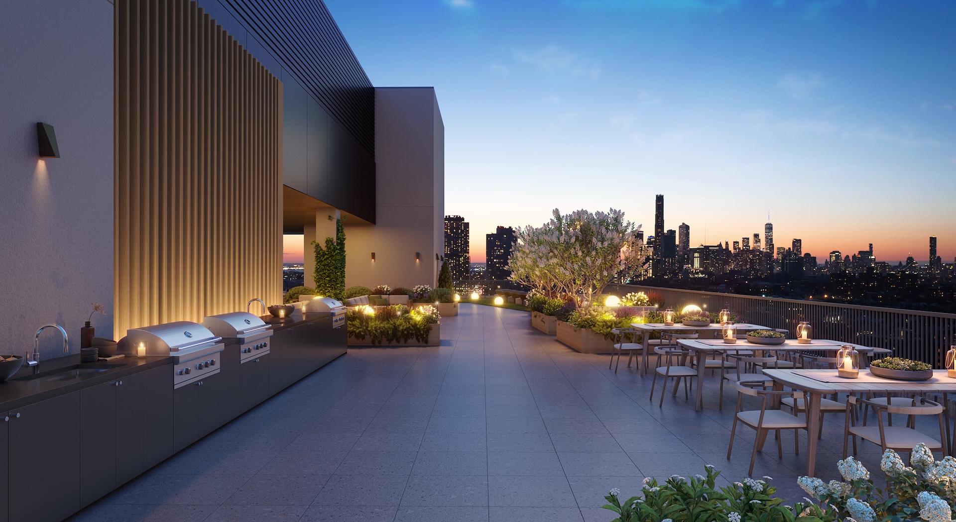 Expansive Rooftop Deck at Prosper luxury apartments Prospect Heights